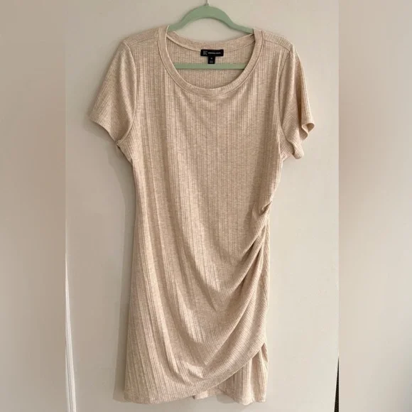INC International Concepts Beige Short Sleeve Casual Summer Mini Dress SZ XL - Picture 2 of 5